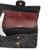 Chanel 1994-1996 Black Lambskin Medium Classic Double Flap Shoulder Bag