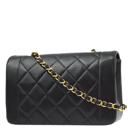 Chanel 1996-1997 Black Lambskin Small Diana Shoulder Bag