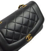 Chanel 1996-1997 Black Lambskin Small Diana Shoulder Bag