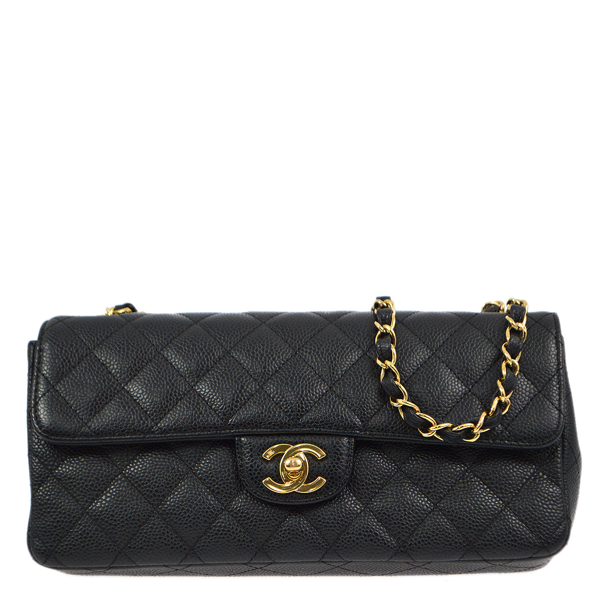 【限定販売】 Chanel 2006-2008 AMORE – Bag Shoulder West East Caviar Black 時計
