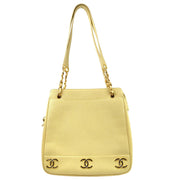 Chanel 1994-1996 Beige Caviar Triple CC Shoulder Tote Bag