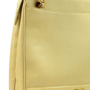 Chanel 1994-1996 Beige Caviar Triple CC Shoulder Tote Bag