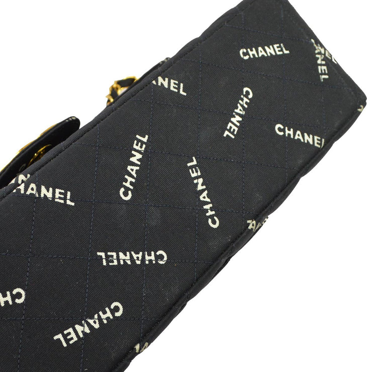 Chanel 1994-1996 Black Canvas Maxi Classic Flap Shoulder Bag