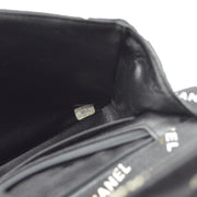 Chanel 1994-1996 Black Canvas Maxi Classic Flap Shoulder Bag