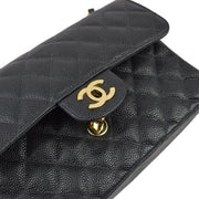 Chanel 2003-2004 Black Caviar Small Classic Double Flap Shoulder Bag