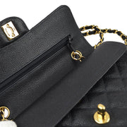 Chanel 2003-2004 Black Caviar Small Classic Double Flap Shoulder Bag