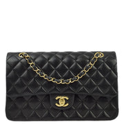 Chanel 2008-2009 Black Lambskin Medium Classic Double Flap Shoulder Bag