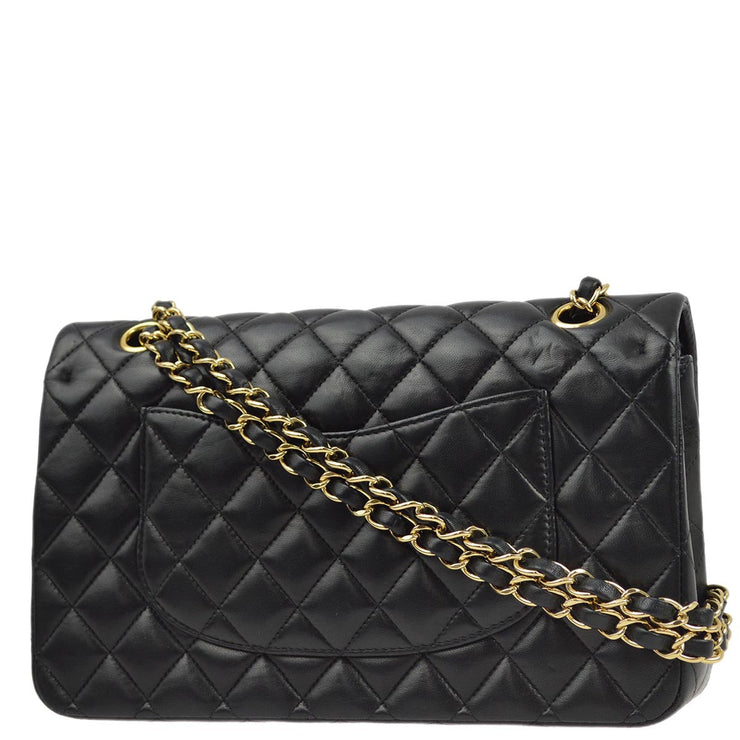 Chanel 2008-2009 Black Lambskin Medium Classic Double Flap Shoulder Bag