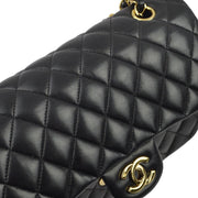 Chanel 2008-2009 Black Lambskin Medium Classic Double Flap Shoulder Bag