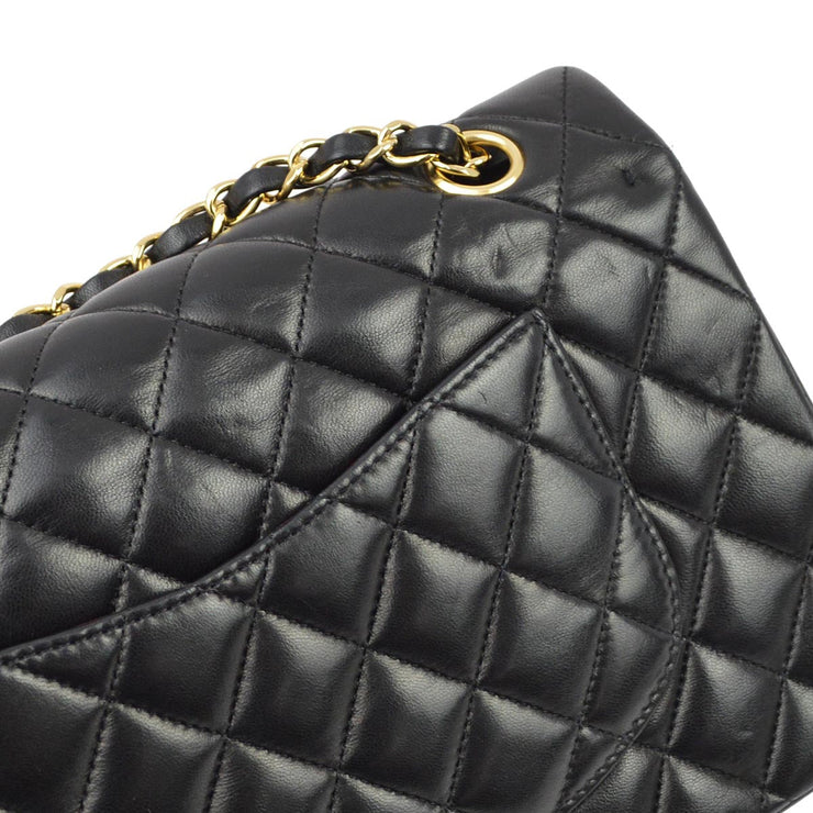 Chanel 2008-2009 Black Lambskin Medium Classic Double Flap Shoulder Bag