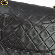 Chanel 1994-1996 Black Lambskin Medium Classic Double Flap Shoulder Bag