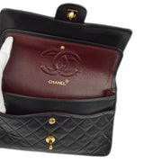 Chanel 1994-1996 Black Lambskin Medium Classic Double Flap Shoulder Bag