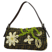 Fendi Brown Embroidered Zucca Baguette Handbag