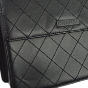 Chanel 1997-1999 Black Lambskin Straight Flap Shoulder Bag