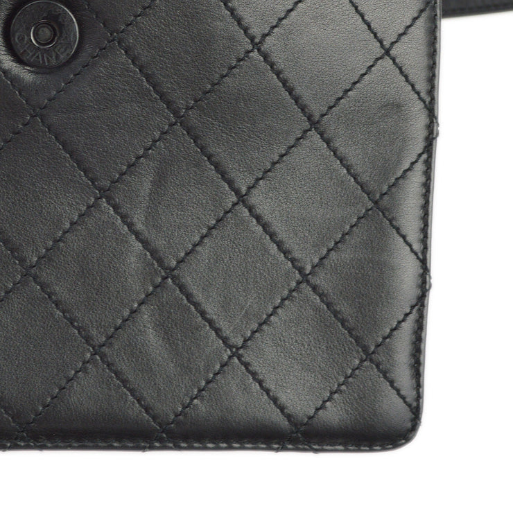 Chanel 1997-1999 Black Lambskin Straight Flap Shoulder Bag