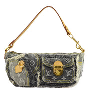 Louis Vuitton 2007 Black Monogram Denim Patchwork Pouchy Handbag M95383