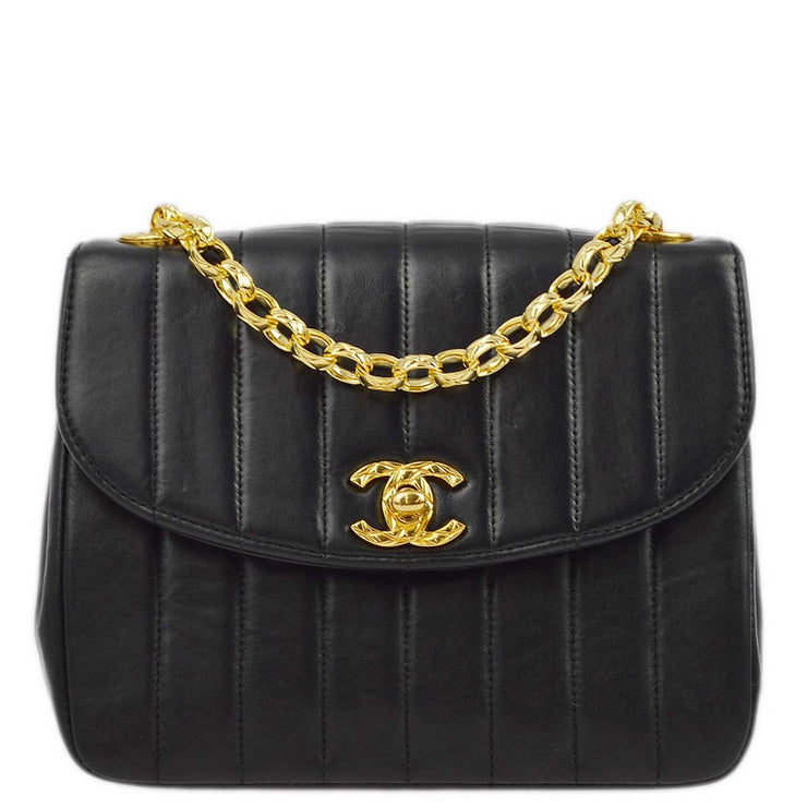 Chanel 1996-1997 Black Lambskin Mademoiselle Flap Bag