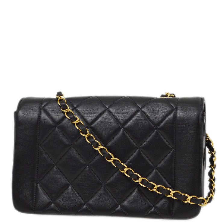 Chanel 1991-1994 Black Lambskin Small Diana Shoulder Bag