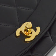 Chanel 1991-1994 Black Lambskin Small Diana Shoulder Bag