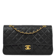 Chanel 1996-1997 Black Lambskin Medium Classic Double Flap Shoulder Bag