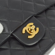 Chanel 1996-1997 Black Lambskin Medium Classic Double Flap Shoulder Bag