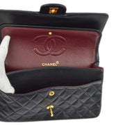 Chanel 1996-1997 Black Lambskin Medium Classic Double Flap Shoulder Bag