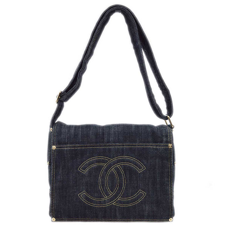 Chanel 2005-2006 Indigo Denim Messenger Shoulder Bag