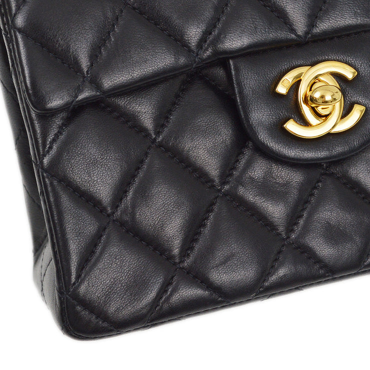 Chanel 2000-2001 Black Lambskin Mini Classic Square Flap Shoulder Bag 17