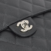 Chanel 2000-2001 Black Caviar Jumbo Classic Flap Shoulder Bag