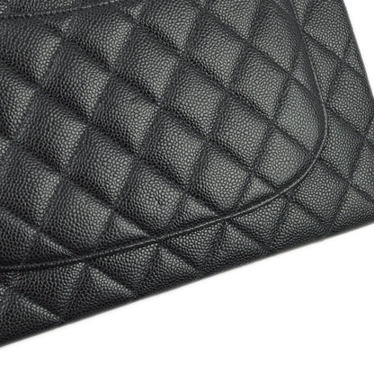 Chanel 2000-2001 Black Caviar Jumbo Classic Flap Shoulder Bag