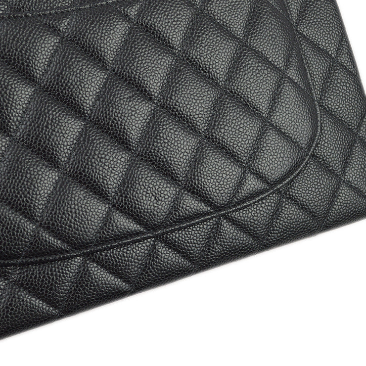 Chanel 2000-2001 Black Caviar Jumbo Classic Flap Shoulder Bag