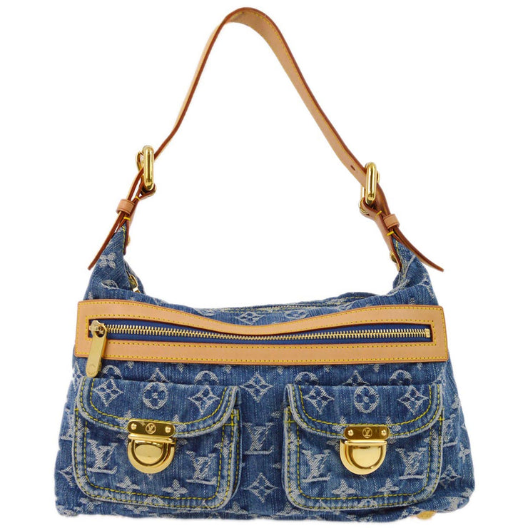 Louis Vuitton 2006 Blue Monogram Denim Baggy PM Shoulder Bag M95049