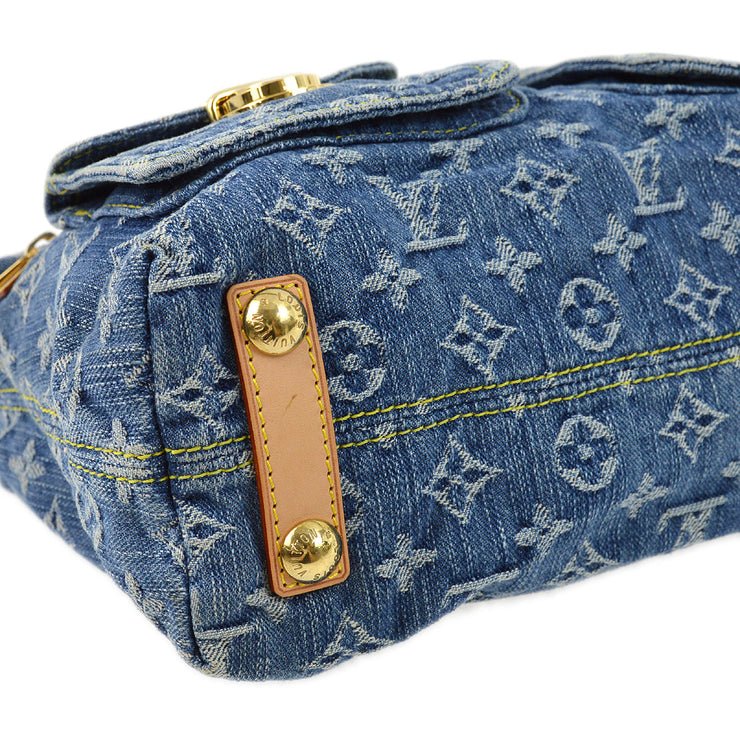 Louis Vuitton 2006 Blue Monogram Denim Baggy PM Shoulder Bag M95049