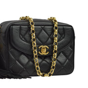 Chanel 1991-1994 Black Lambskin Camera Bag Mini