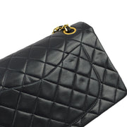 Chanel 1989-1991 Black Lambskin Small Classic Double Flap Shoulder Bag