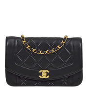 Chanel 1996-1997 Black Lambskin Small Diana Shoulder Bag