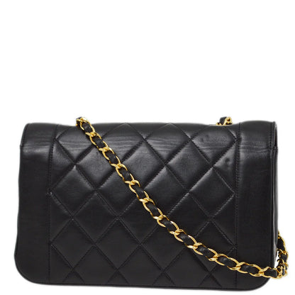 Chanel 1996-1997 Black Lambskin Small Diana Shoulder Bag