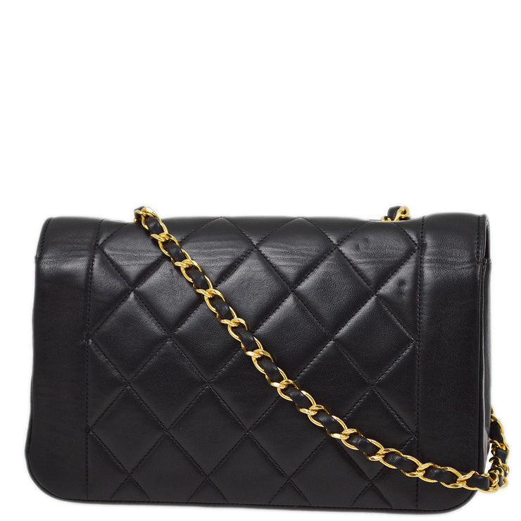 Chanel 1996-1997 Black Lambskin Small Diana Shoulder Bag