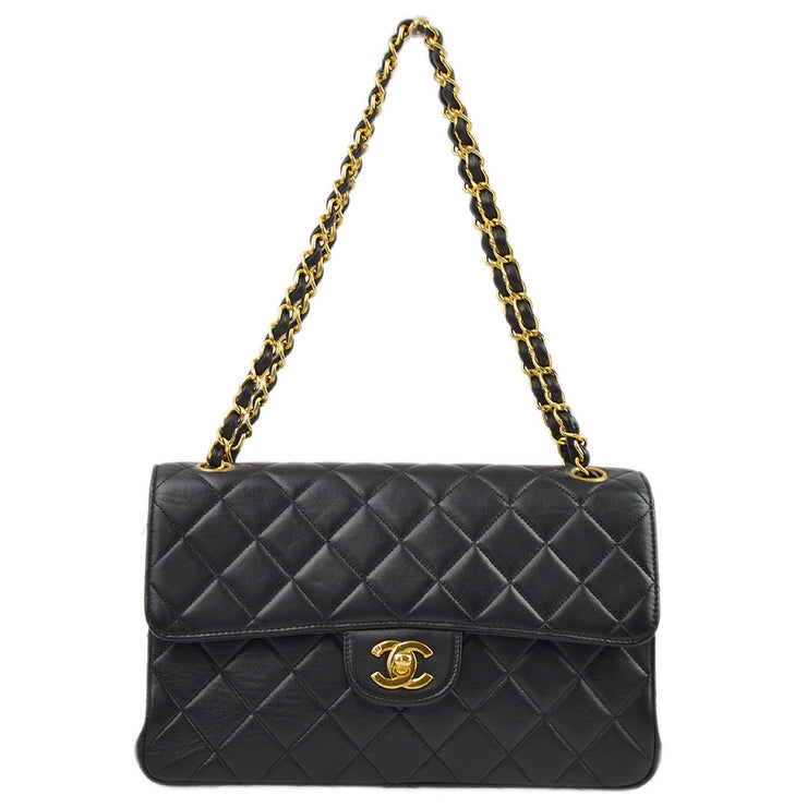 Chanel 1994-1996 Black Lambskin Double Sided Classic Flap Shoulder Bag