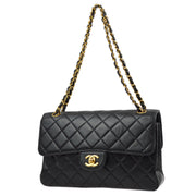 Chanel 1994-1996 Black Lambskin Double Sided Classic Flap Shoulder Bag