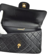 Chanel 1994-1996 Black Lambskin Double Sided Classic Flap Shoulder Bag