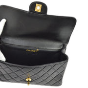 Chanel 1994-1996 Black Lambskin Double Sided Classic Flap Shoulder Bag