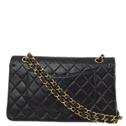 Chanel 2003-2004 Black Lambskin Medium Classic Double Flap Shoulder Bag