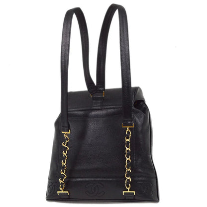 Chanel 1996-1997 Black Caviar Triple CC Backpack