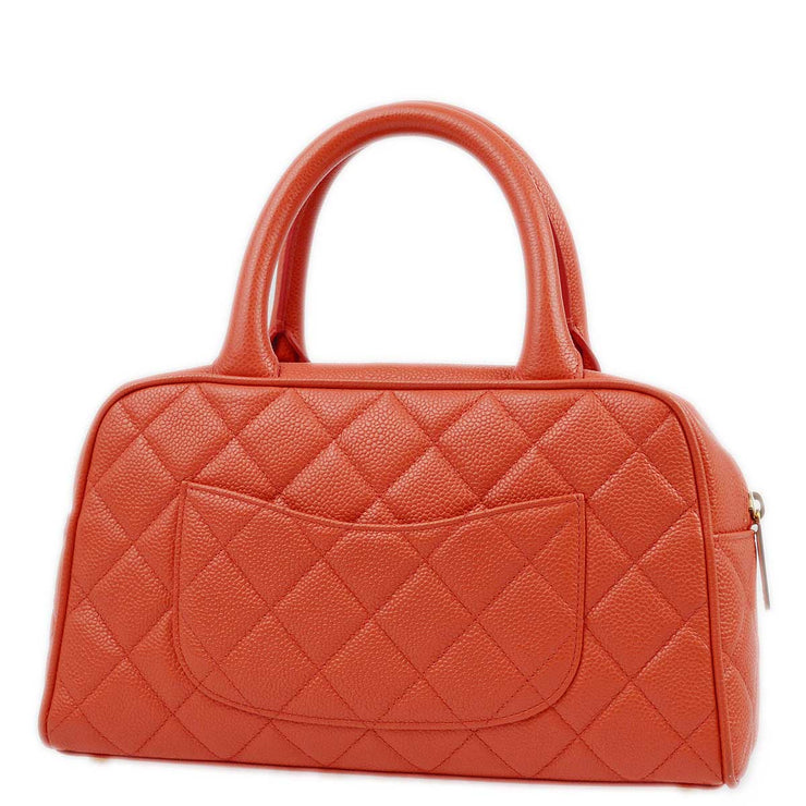 Chanel 2003-2004 Scarlet Caviar Bowling Bag 27