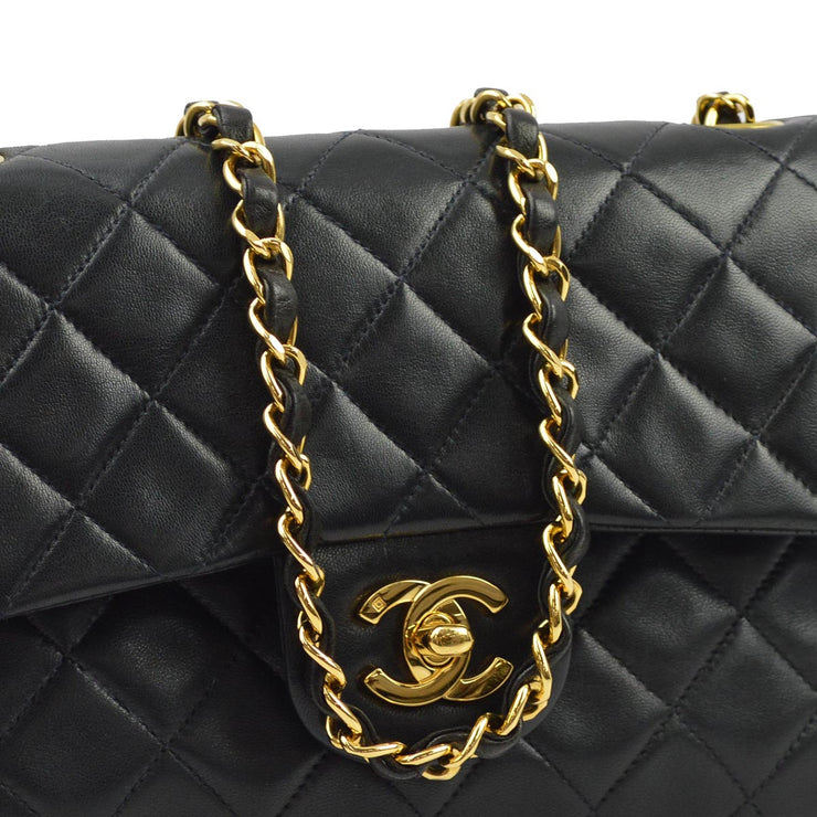 Chanel 1997-1999 Black Lambskin Small Classic Double Flap Shoulder Bag