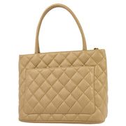 Chanel 2003-2004 Beige Caviar Medallion Tote Handbag