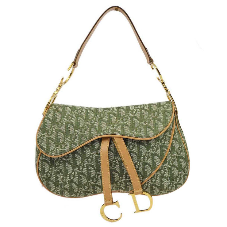 Christian Dior 2002 Green Trotter Double Saddle Handbag