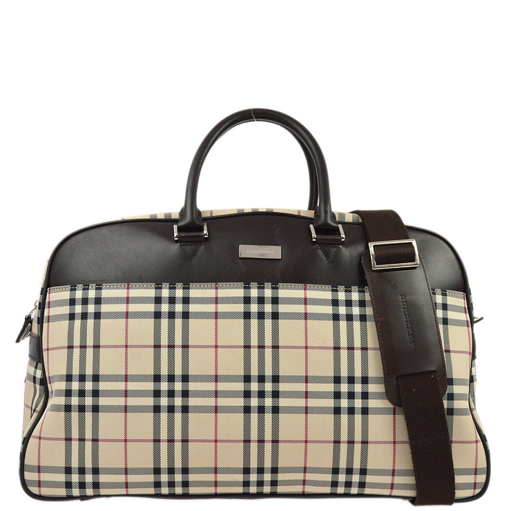 Burberry Beige Burberry Check 2way Duffle Shoulder Handbag