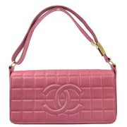 Chanel 2003-2004 Pink Lambskin Choco Bar Shoulder Bag